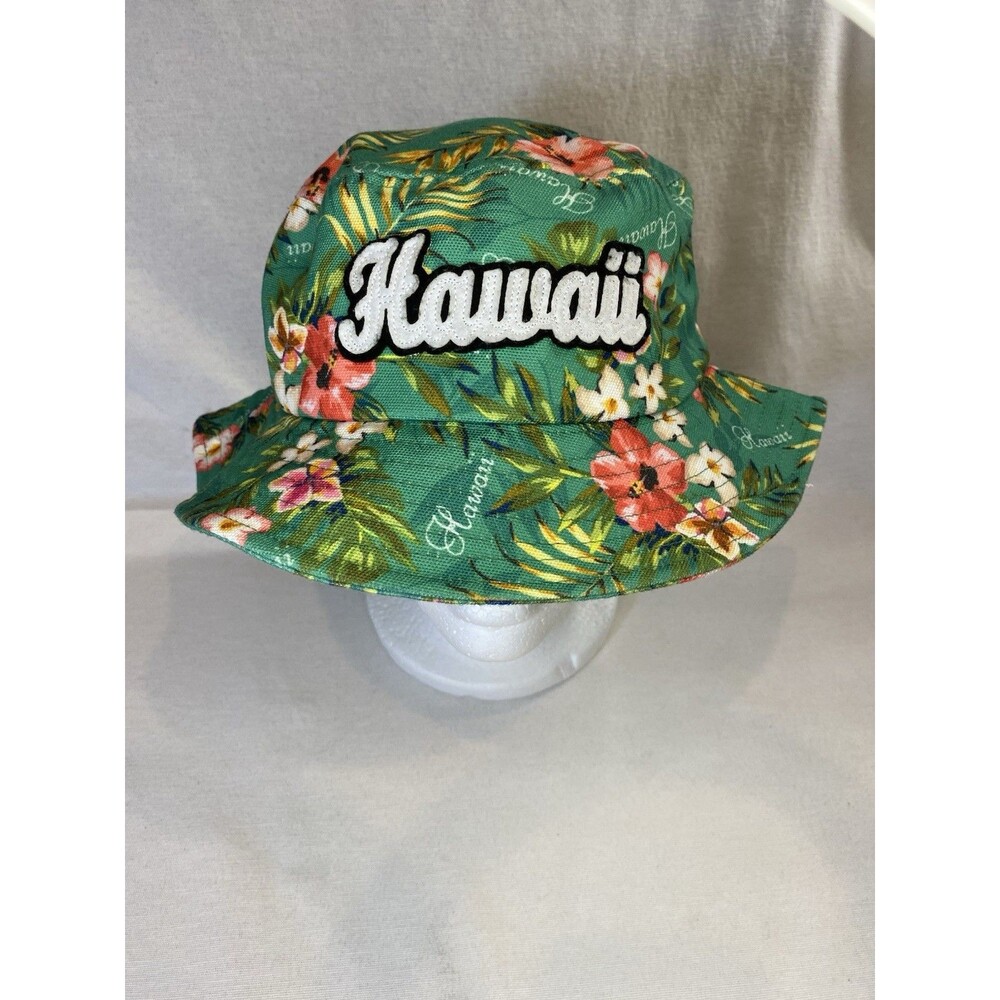 Hawaii Floral Hibiscus And Palm Print Bucket Hat S-M 🌴